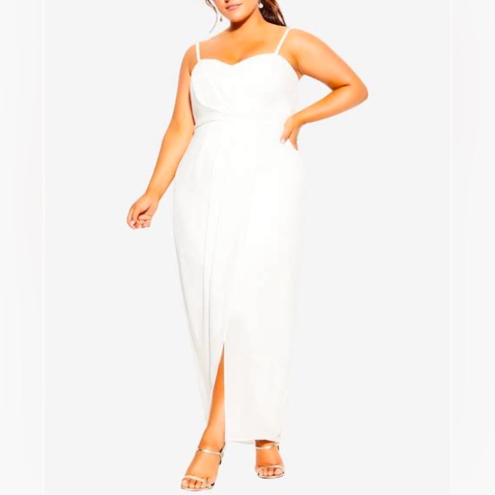 NWT City Chic Ivory Sweet Drape Maxi Dress Size 14